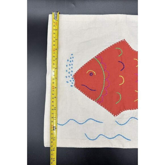 Fish Placemats Applique Embroidered Tropical Rainbow Set Of 4 Primitive Rustic - Picture 9 of 10